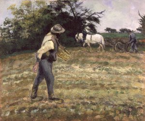 El Sembrador, Montfoucault, 1875 de Camille Jacob Pissarro